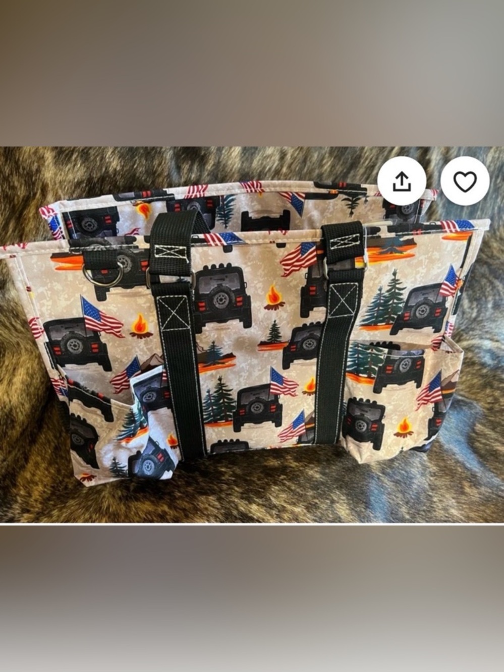 Utility Work Bag with Jeep and Flag Design